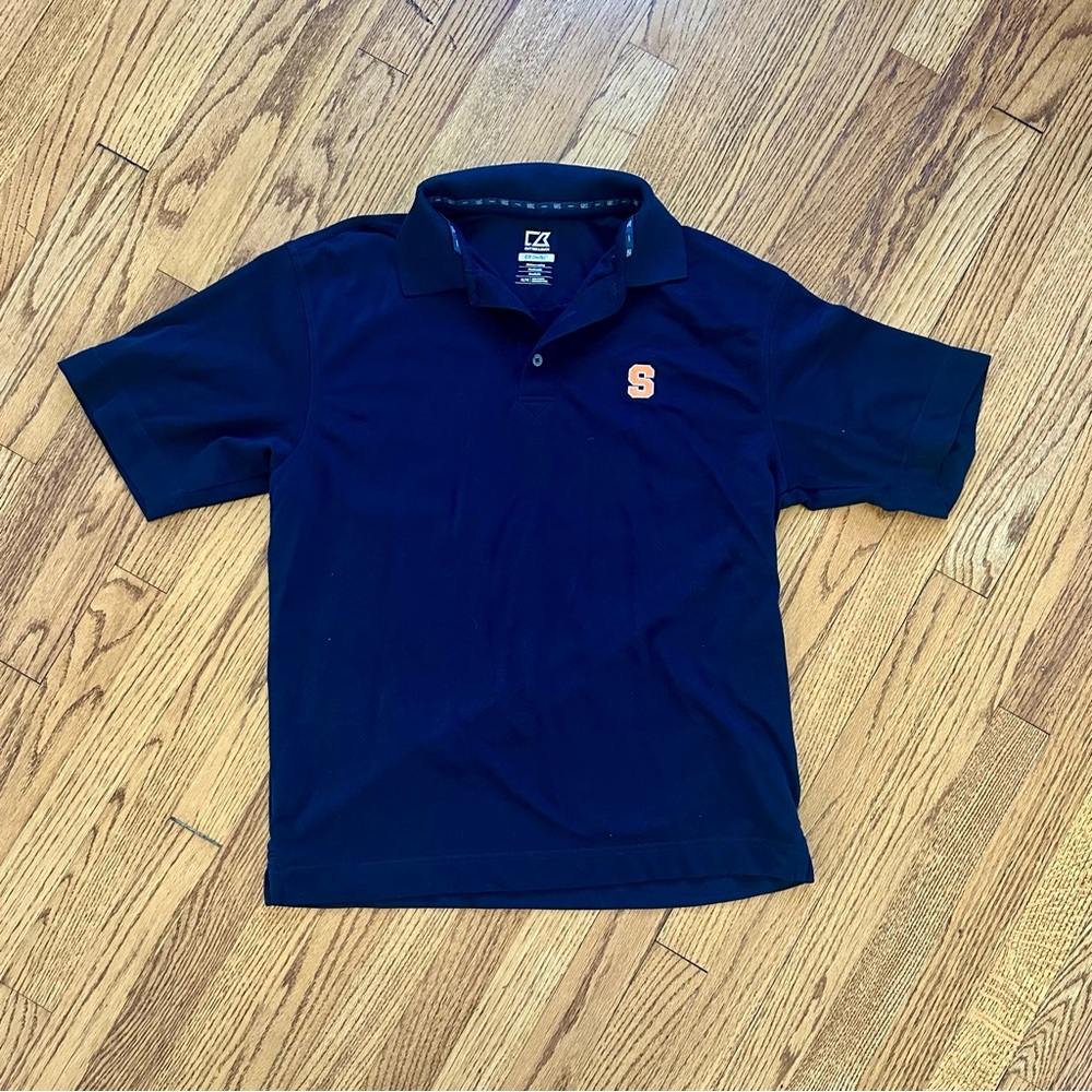 Cutter & Buck Navy Syracuse Orange Advantage Eco Pique Tri-Blend Polo